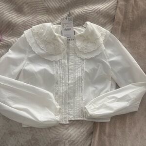 Zara Ivory Lace-Trimmed top